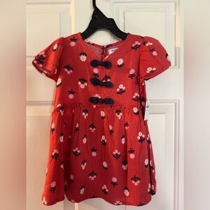 NWT-2T Old Navy Brick Red Floral Dress. (Other Sizes in my Closet-Can Bundle).